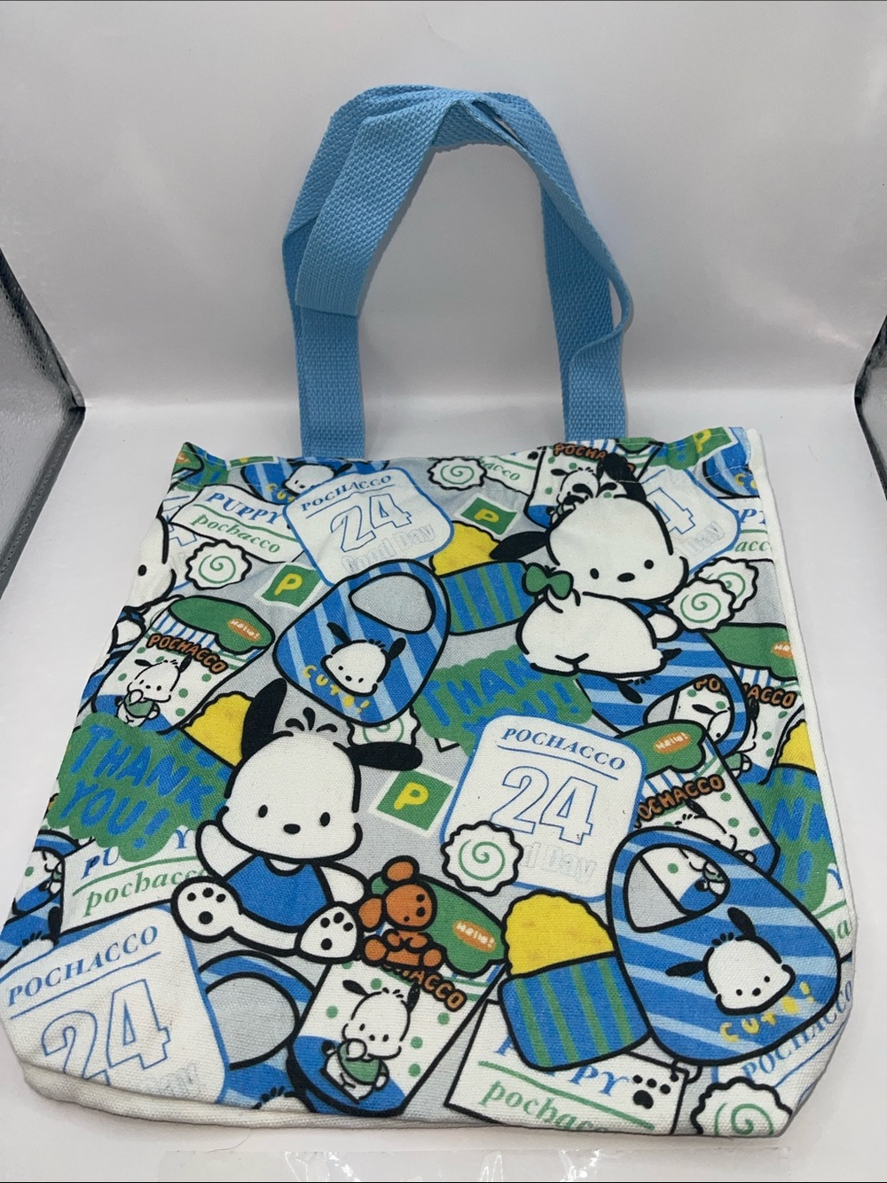 Pochacco Character Tote Bag in Blue & White